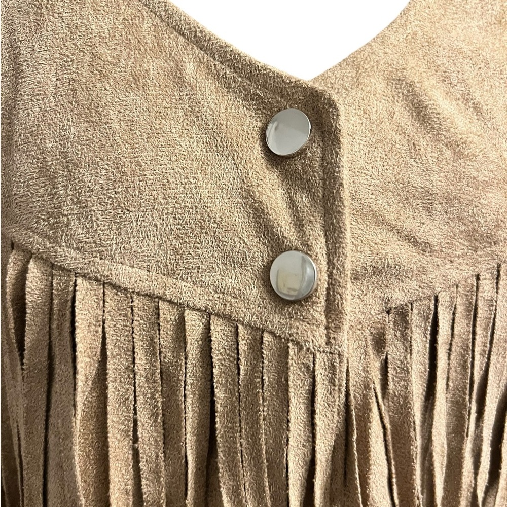 HOTOUCH Tan Faux Suede Fringe Vest M - Picture 4 of 7